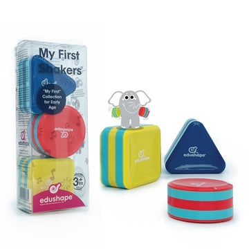 Edushape My First Shakers Basic Shapes - Vibrant Baby Maracas With Soothing Sound - Musical Egg Shakers For Babies - Grasping An