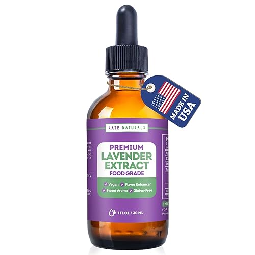 Kate Naturals Lavender Extract - 1oz Vegan Flavoring for Baking & Drinks, Gluten-Free Culinary Lavender Oil
