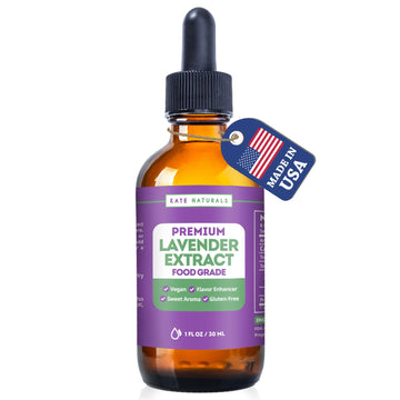 Kate Naturals Lavender Extract - 1oz Vegan Flavoring for Baking & Drinks, Gluten-Free Culinary Lavender Oil