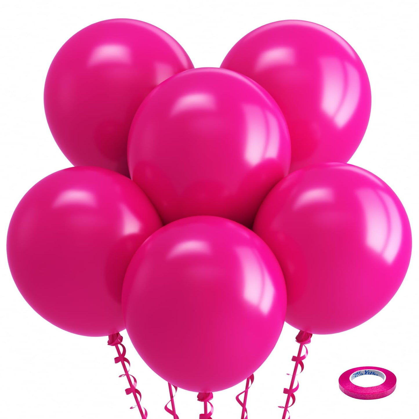 Bezente Hot Pink Balloons 18 Inch - 30 Pack Large Thick Pink Balloons Big Round Hot Pink Latex Balloons For Wedding Baby Shower