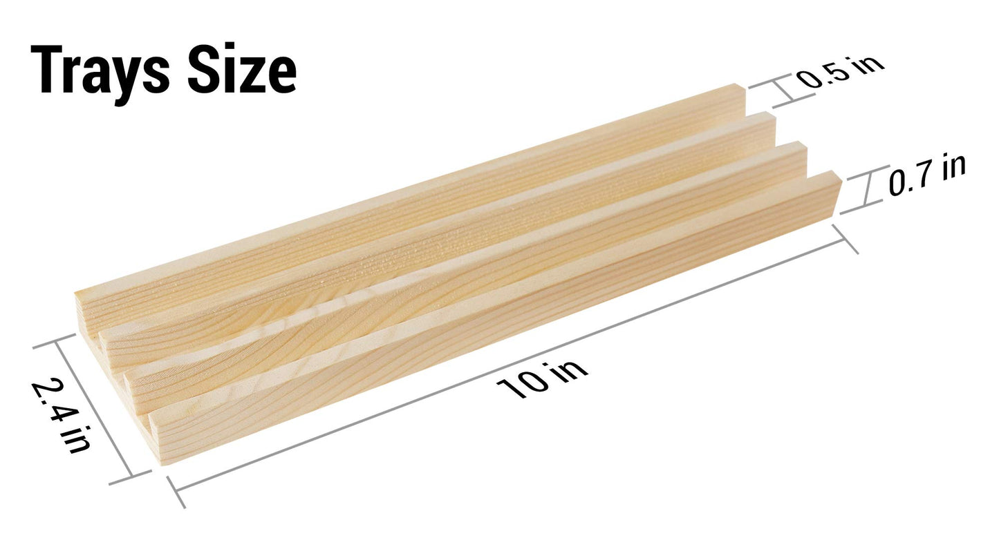 Wooden Domino Train Domino Trays - 8 Solid Wood Domino Holders with 3 Tilted Rows for Ideal Visibility - Domino Holders for Domino Game  Mexican Train Dominoes  Chickenfoot Dominoes  Cuban Dominoes