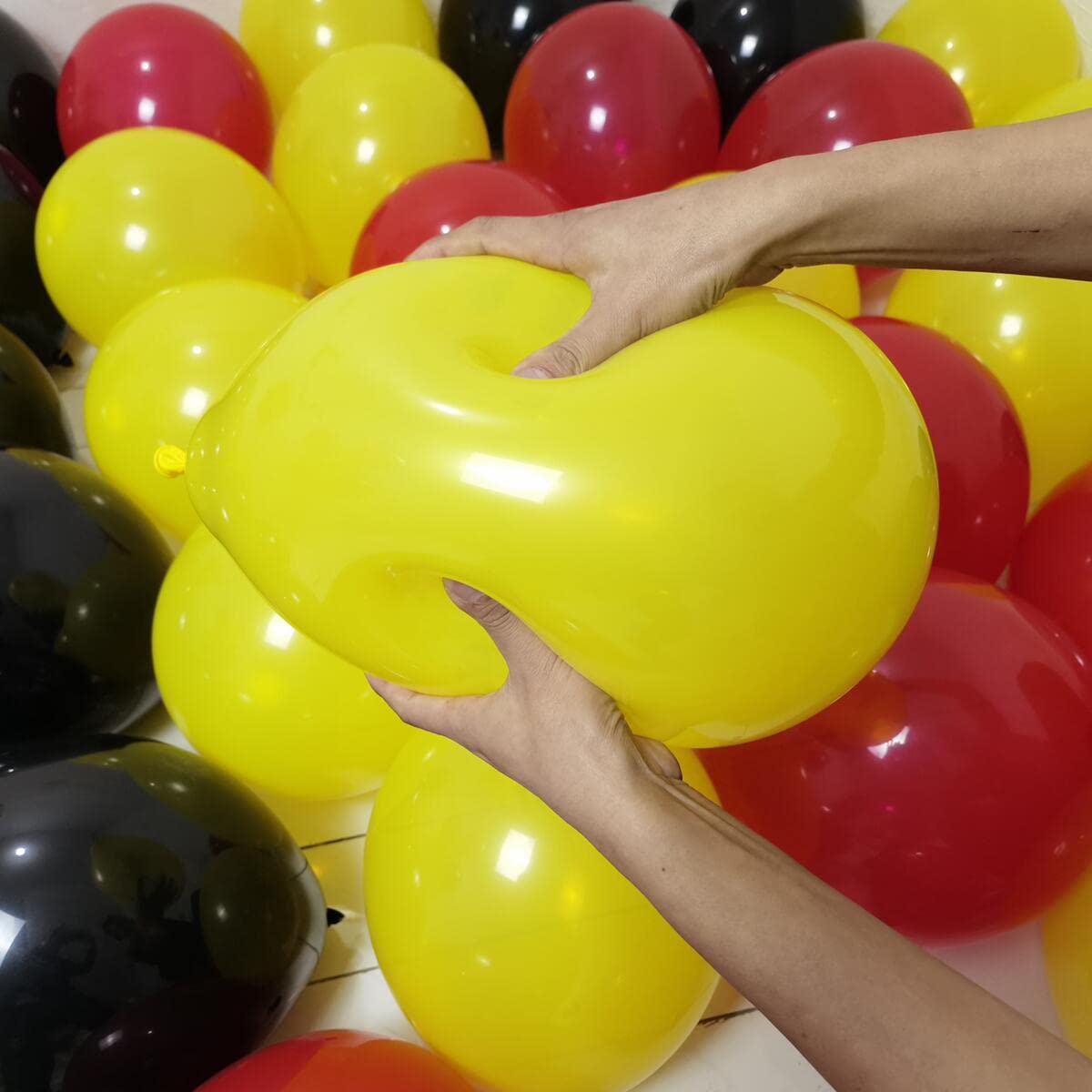 300 Pack Black Red Yellow Balloons - Black Red And Yellow Latex Balloons 12 Inch - 100 Of Each Color - Party Balloons Decoration