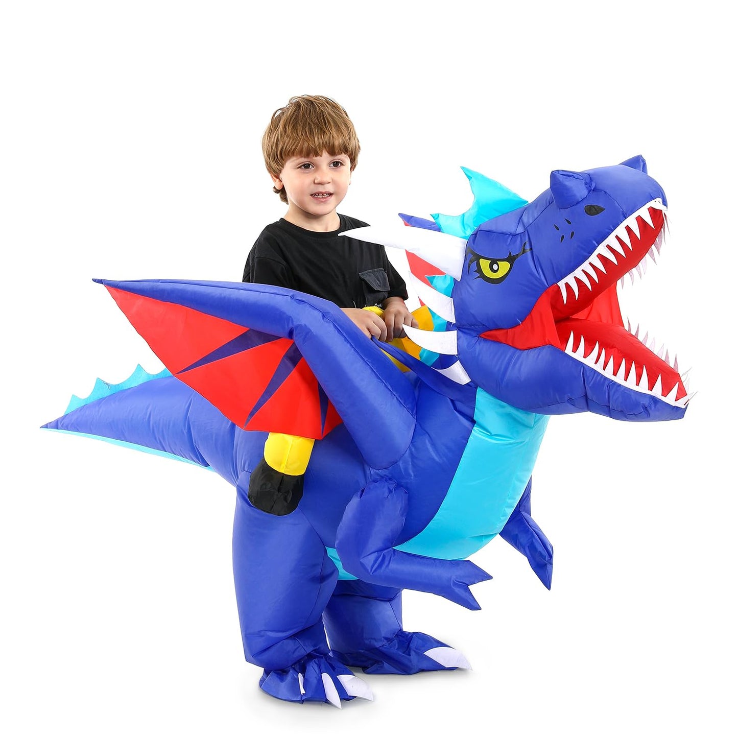 Ozyalo Inflatable Dinosaur Costume for Kids  Halloween Blow Up Dragon Costume for Boys Girls  Funny Ride On Dinosaur Costume 4-6 Years