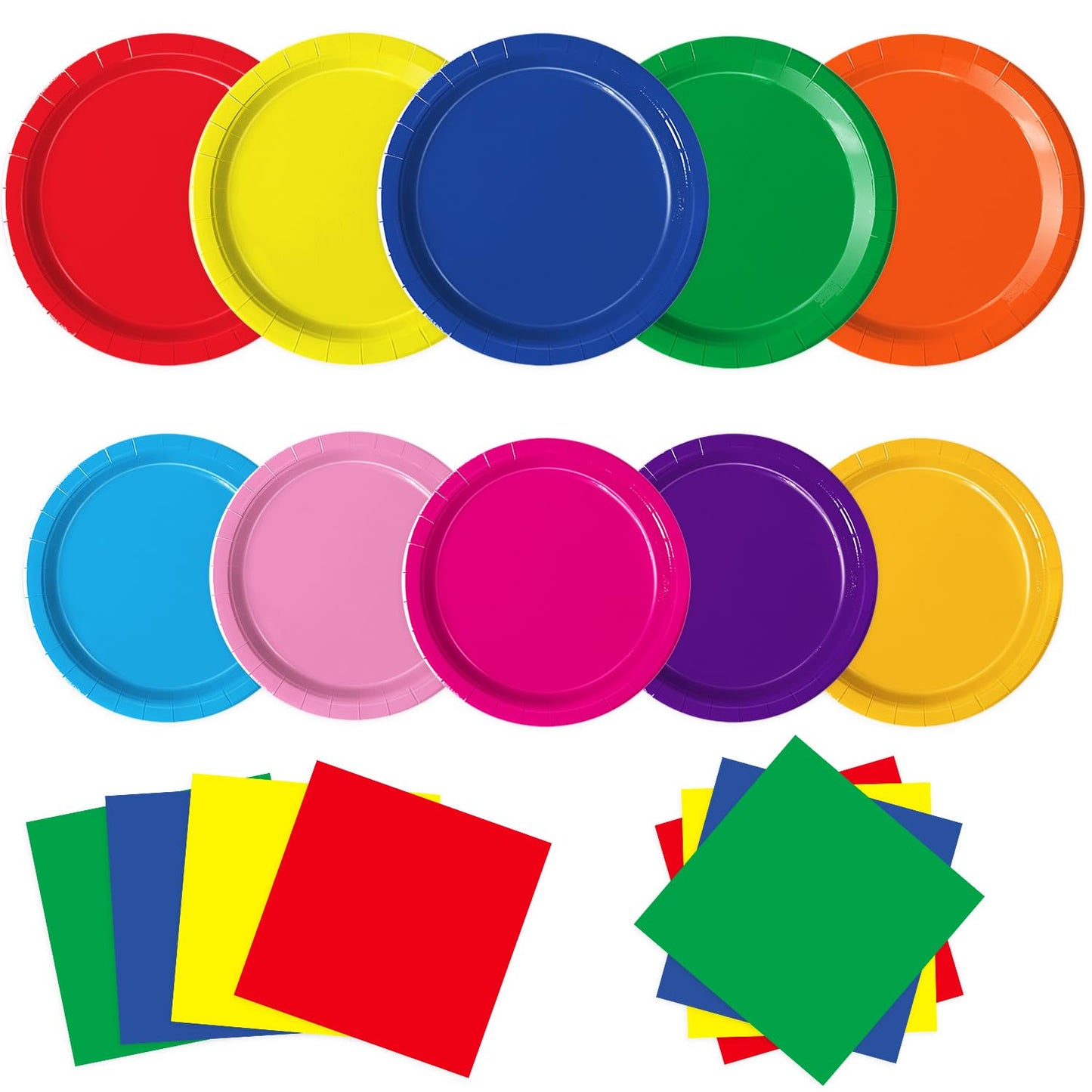 Oigco 60 PCS Colorful Paper Plates, Pastel Plates and Napkins, Rainbow Disposable Tableware for Birthday, Picnic, Baby Shower, H