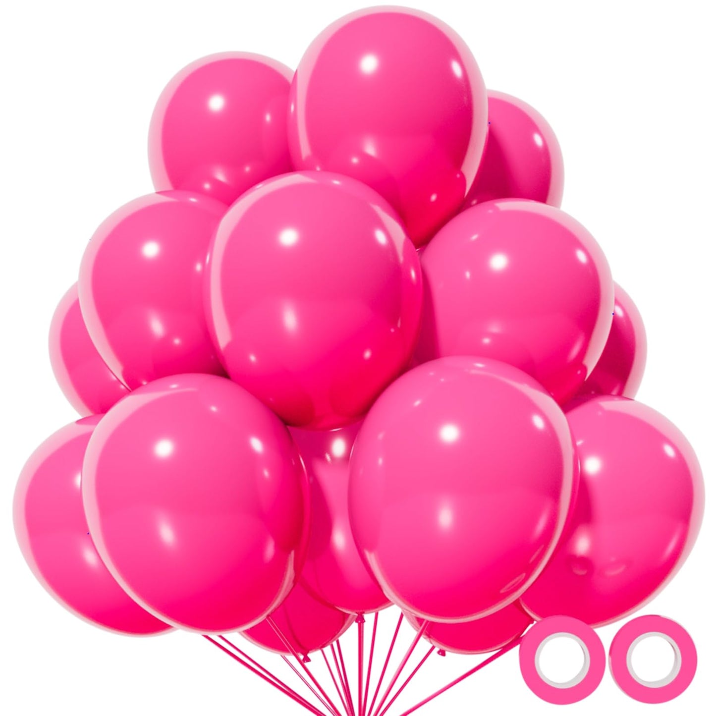 110Pcs Hot Pink Balloon 12 Inch, Hot Pink Latex Balloons For Birthday Party Baby Shower Wedding(With 2 Ribbons).