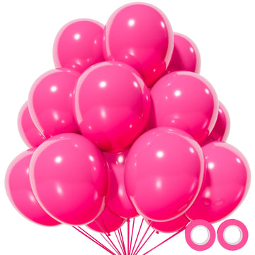 110Pcs Hot Pink Balloon 12 Inch, Hot Pink Latex Balloons For Birthday Party Baby Shower Wedding(With 2 Ribbons).