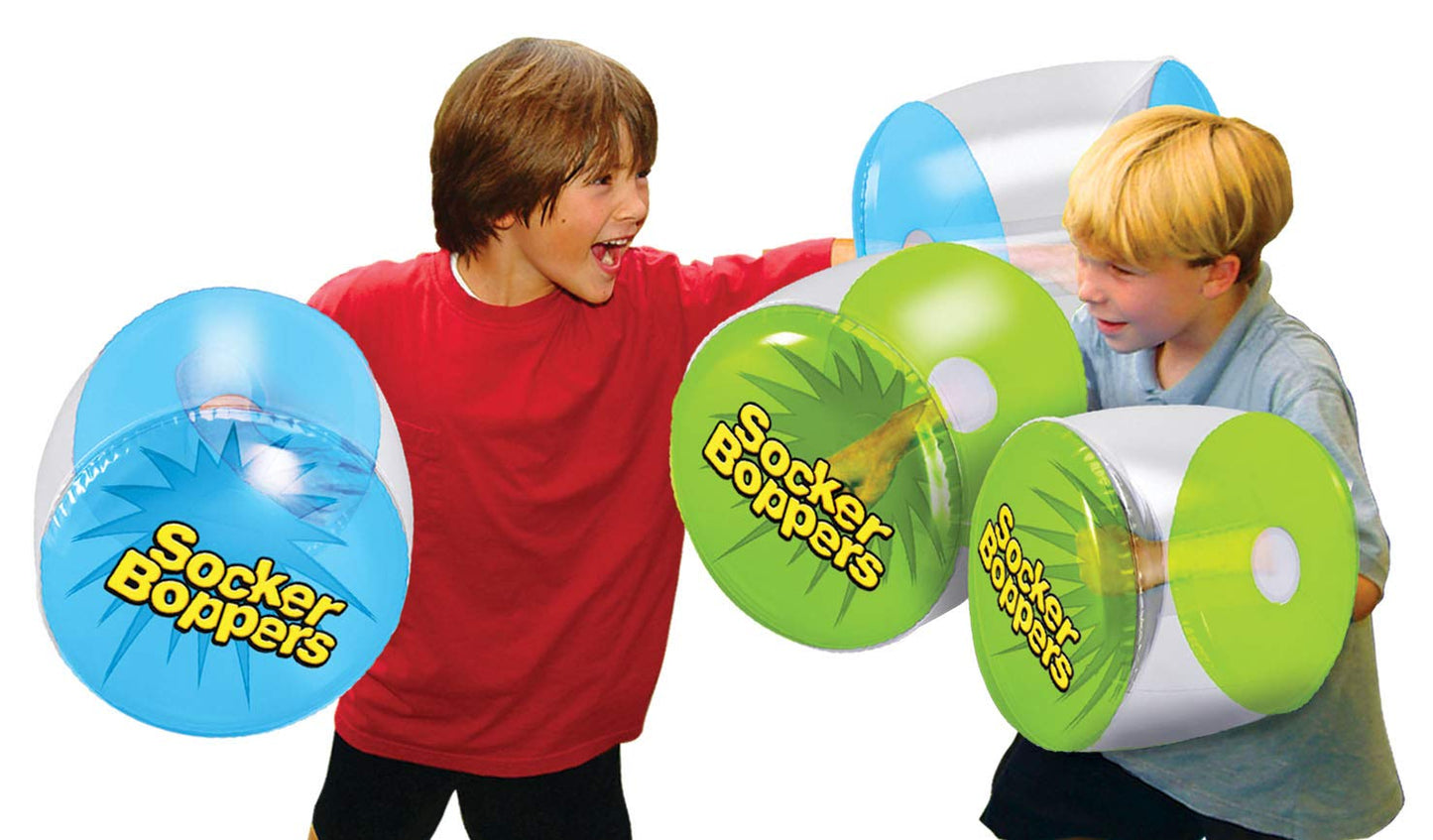 Socker Boppers Inflatable Boxing Pillows - One Pair Boppers – Clear, Box And Bop, Durable Vinyl, Active Outlet That Aids In Agility, Balance And Coordination, Safe Fun Indoor Or Out, Great Gift