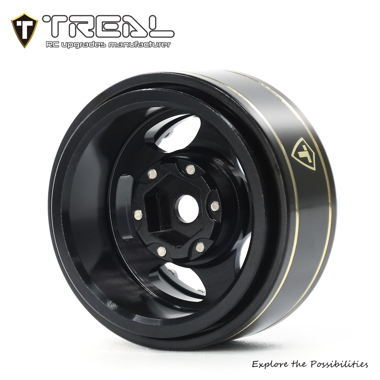 Treal 1.0 Beadlock SCX24 Wheels (4P) Classic 5-Star 1 Micro Bead lock Wheel for Axial 1/24 SCX24 Dodge Deadbolt C10 Gladiator Cr