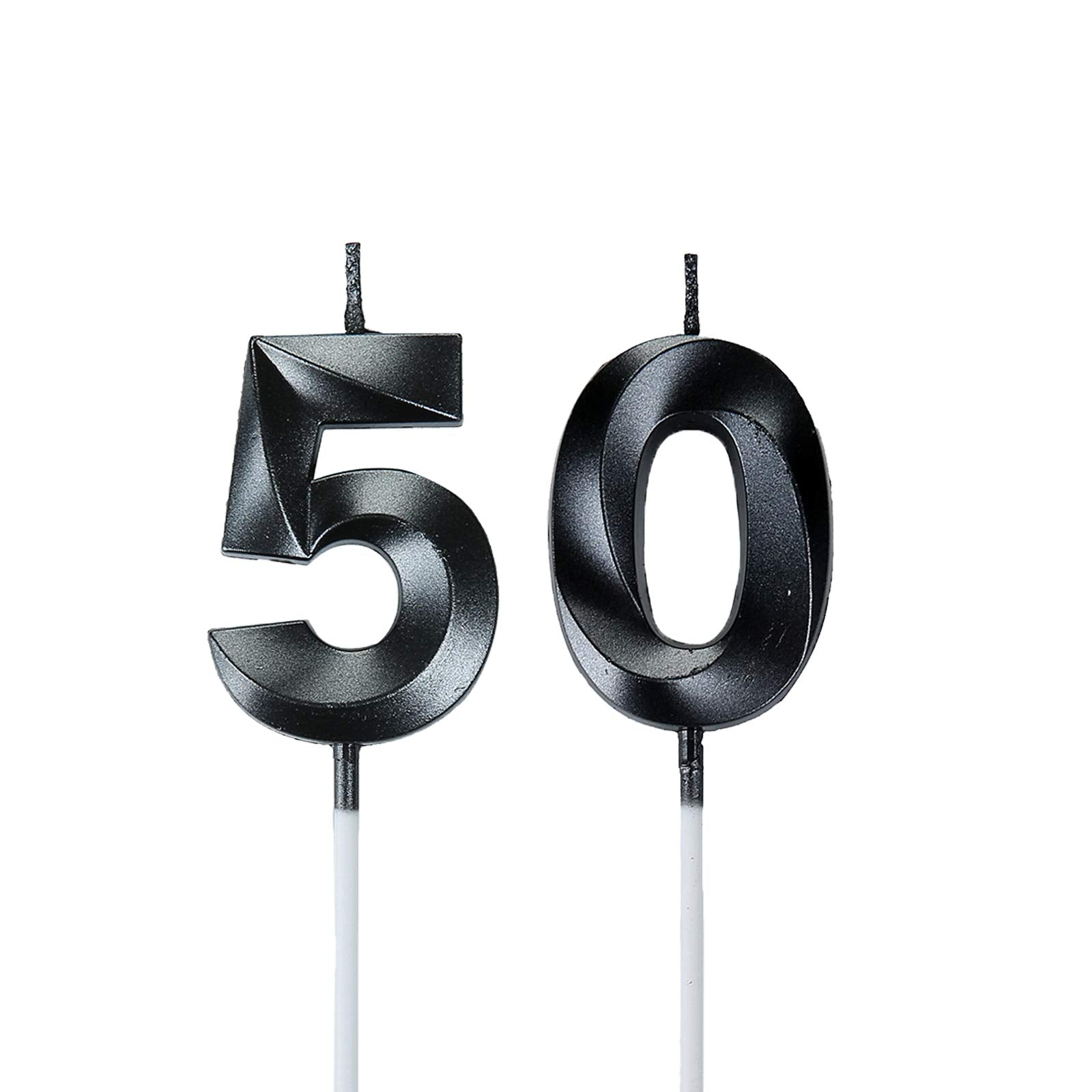 Bailym Black 50th Birthday Candles, Number 50 Cake Topper for Men Birthday Decorations Party Decoration