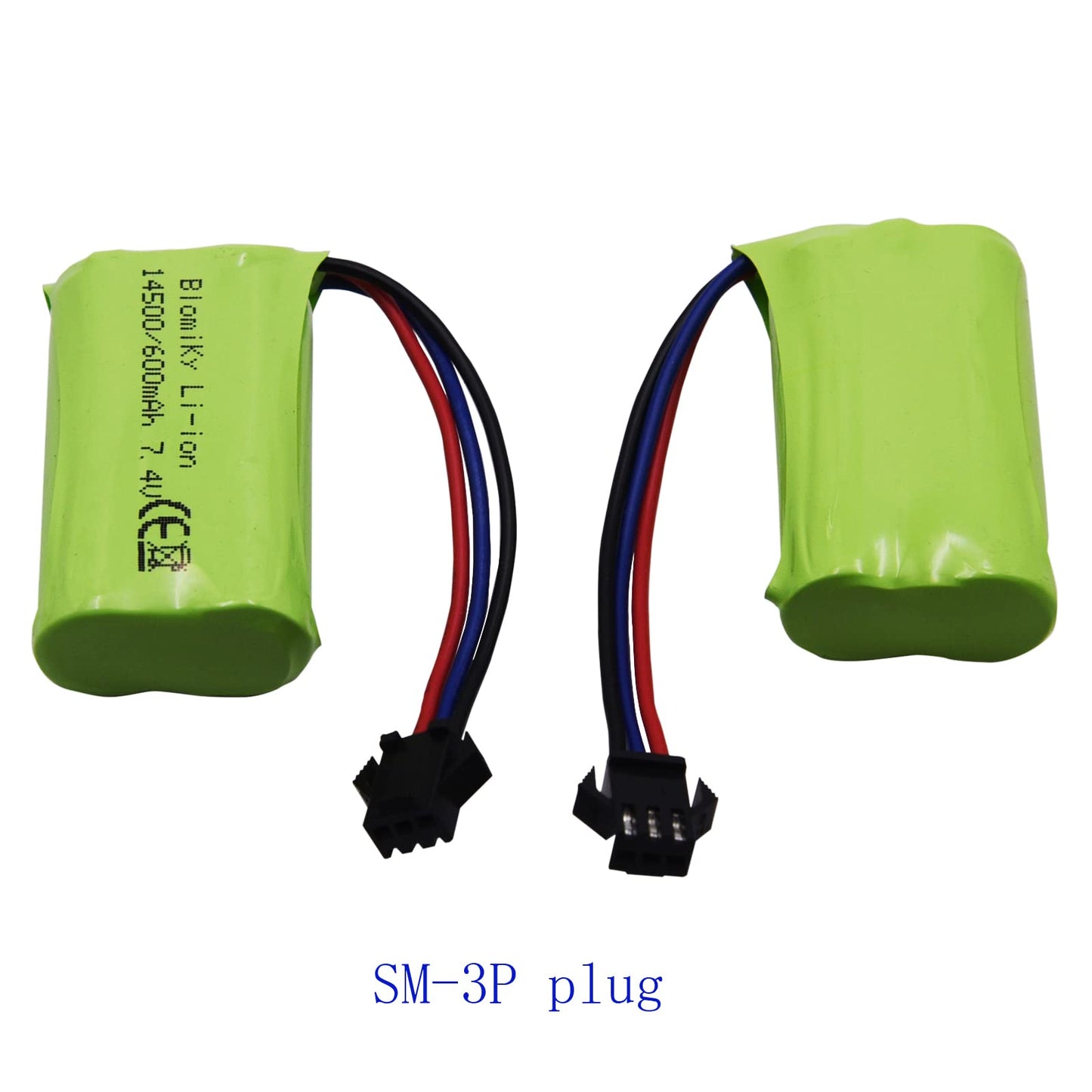 Blomiky SM-3P Plug 7.4V 2S 600mAh Battery and USB Charger Cable Suitable for G03060R New Version Amphibious RC Trucks/ C60 Batte