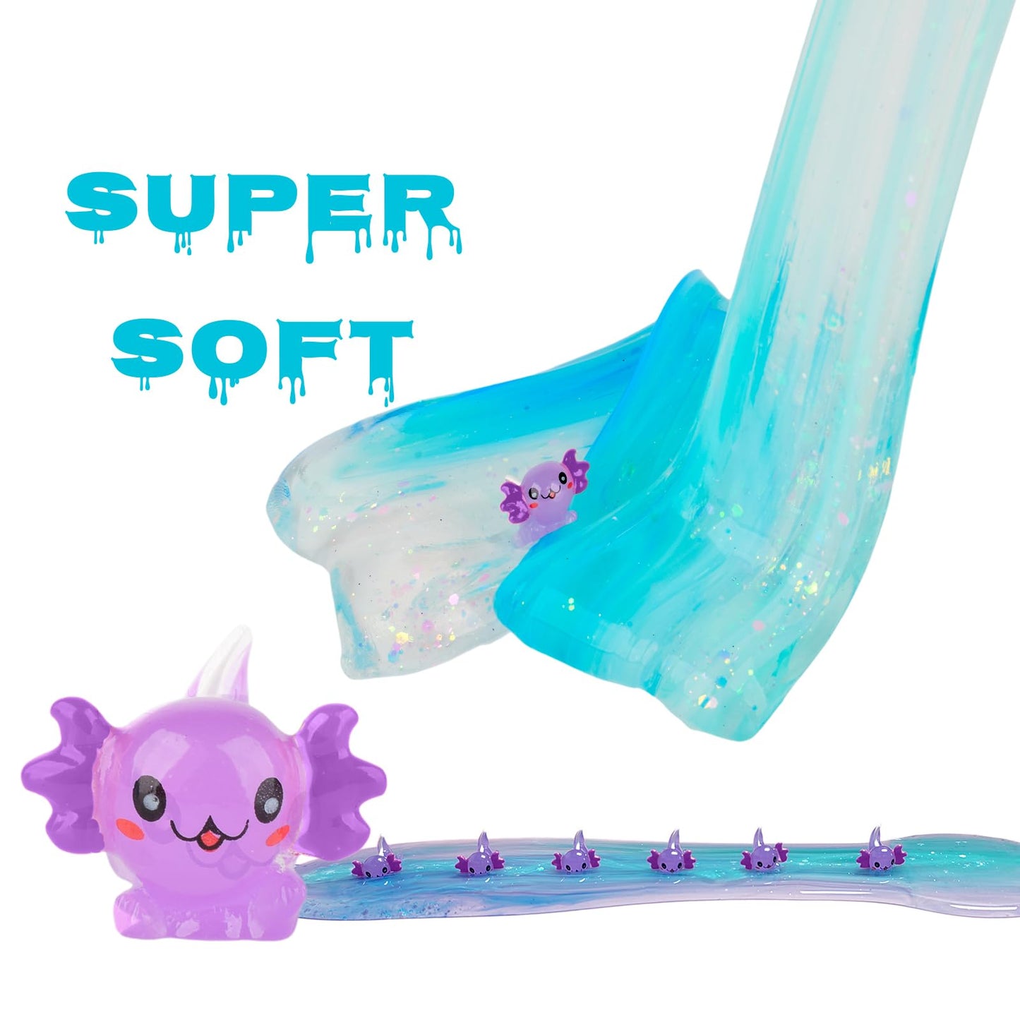 Axolotl Clear Slime, Non Sticky,Stress Relief,Scented And Stretchy Clay Sludge Toy,Birthday Gifts For Kids 4-12,Diy Slime Party