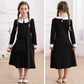 Luzlen Black Costume Girls With Wig Socks Kids Toddler Black Family Dress Halloween Cosplay Outfits, Black, 6-7Y(Tag 140)