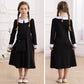 Luzlen Black Costume Girls With Wig Socks Kids Toddler Black Family Dress Halloween Cosplay Outfits, Black, 6-7Y(Tag 140)