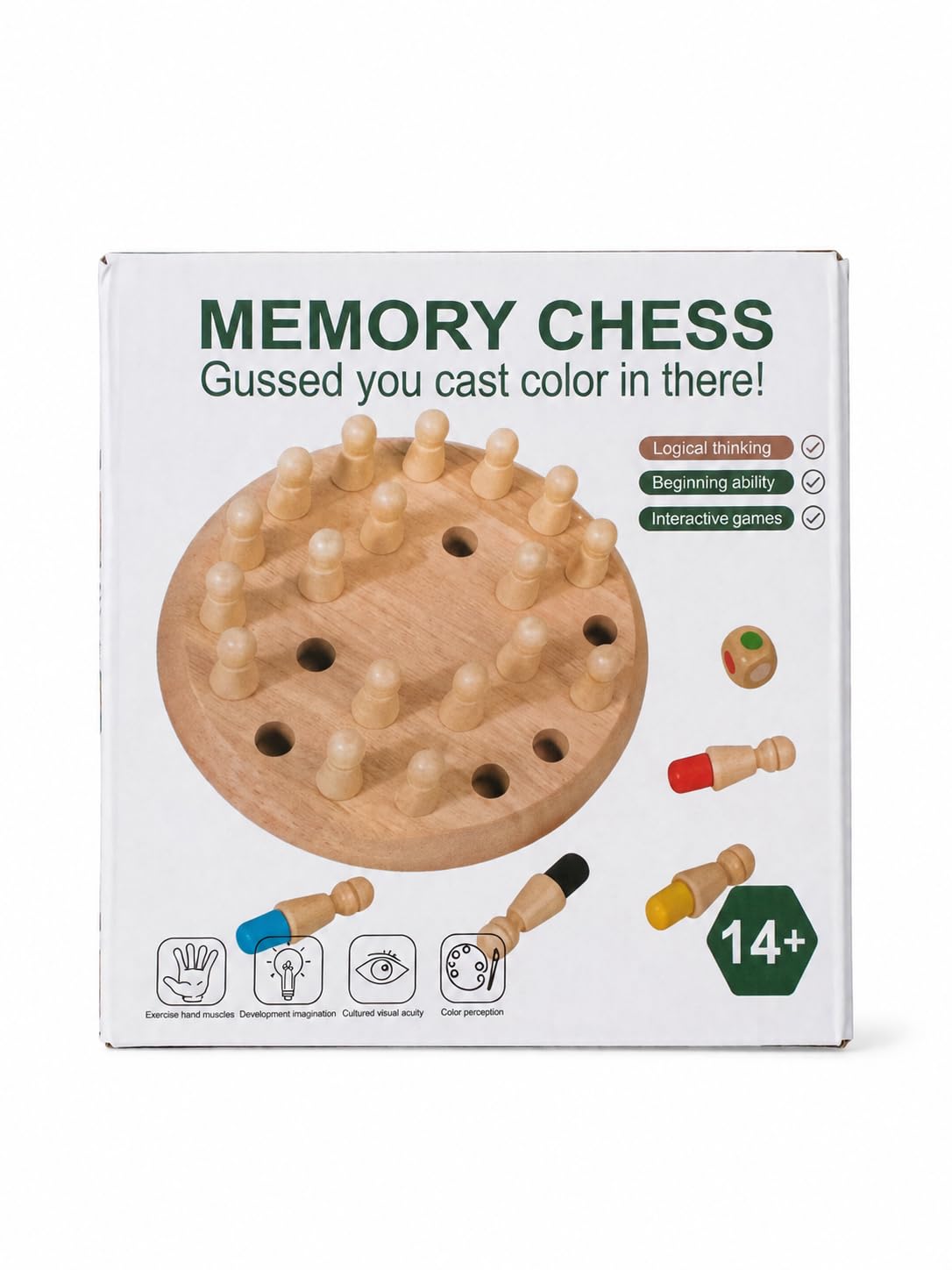 Wooden Memory Chess Board Game with ColourMatching Pieces