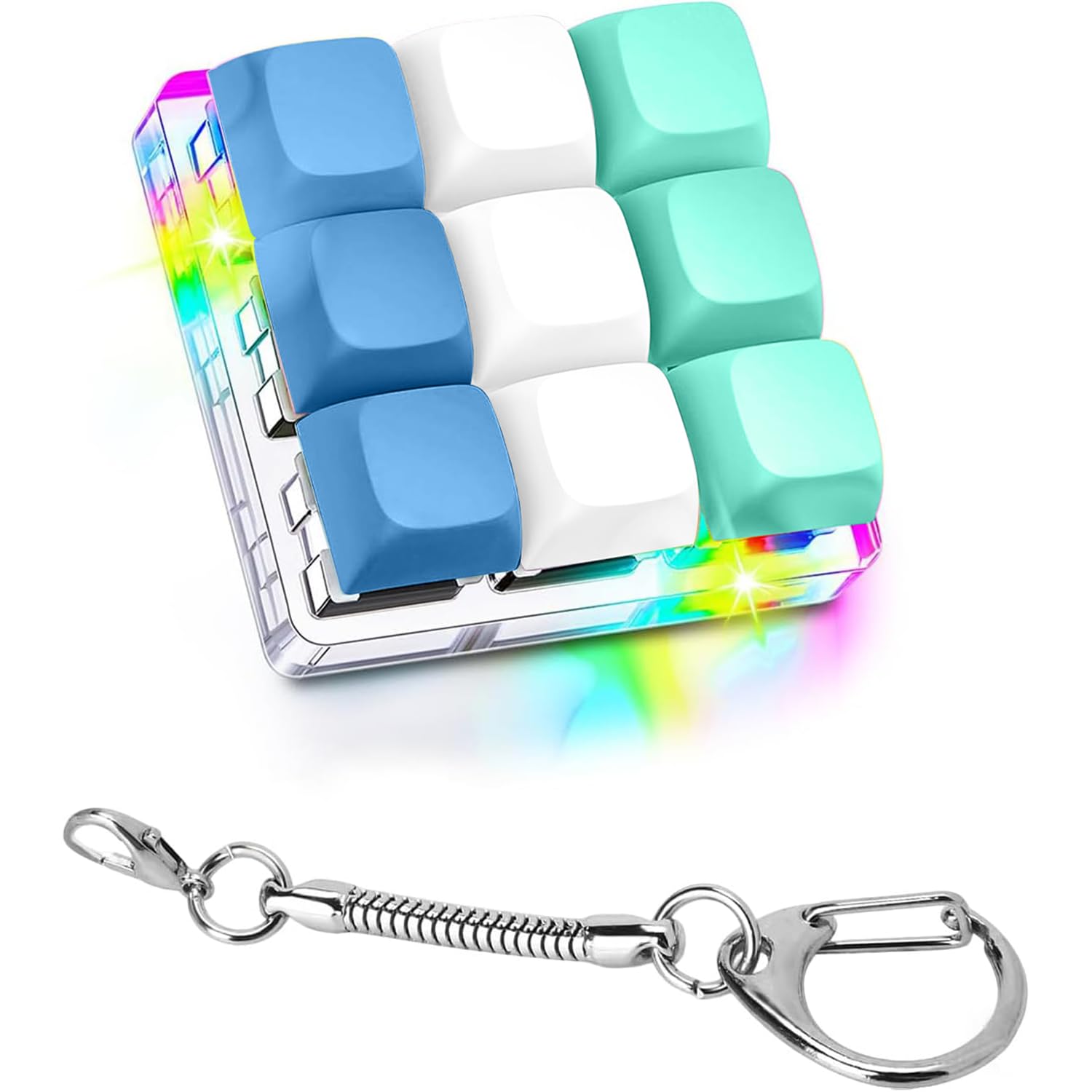 Fidget Toy Mechanical Keyboard Button Clicker Keychain For Adults, Work Stress Relief, Random Colour (9 In 1 Lightning)
