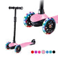 Kids Kick Scooters For Toddlers Boys Girls Ages 2-5 Years Old, Adjustable Height, Extra Wide Deck, Light Up Wheels, Easy To Learn, 3 Wheels Scooters, Pink