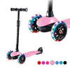 Kids Kick Scooters For Toddlers Boys Girls Ages 2-5 Years Old, Adjustable Height, Extra Wide Deck, Light Up Wheels, Easy To Learn, 3 Wheels Scooters, Pink