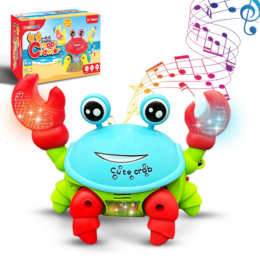 Wembley Crawling Crab Baby Musical Kids Toy With Led Lights Walking Moving Toys For Babies Infant Toddlers Tummy Time Interactiv