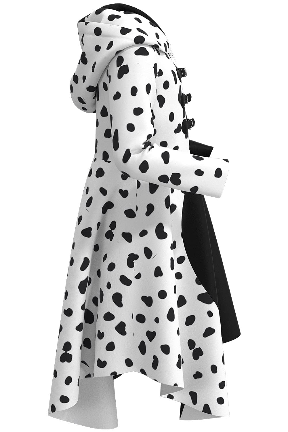 Pexlaxy Kids Girls Cruella Deville Costume 2021 Halloween Cosplay Coat Cloak For Child,Xlarge