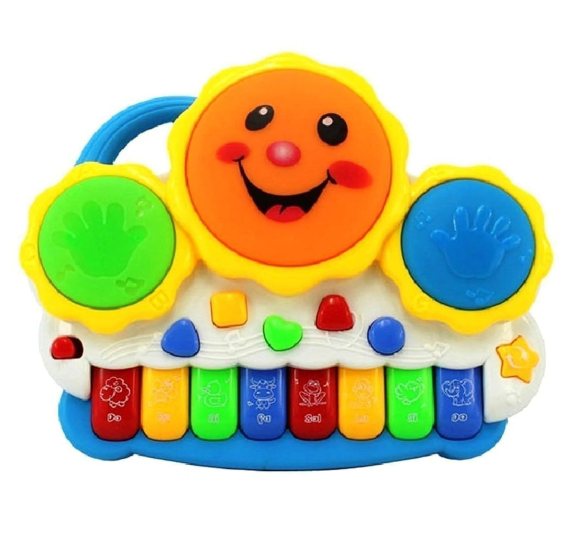 Elvaronix Drum Keyboard Musical Toys with Flashing Lights, Animal Sounds and Songs, Multi Color