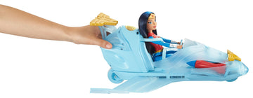 Mattel DC Super Hero Girls Wonder Woman & Invisible Jet Dolls, 19.0" Tall, Multicolor, Model DYN05