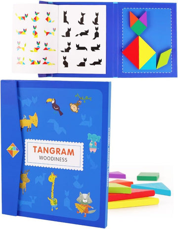 Shinetoy Entertain Kids Tangrams For Kids Ages 3-5: Magnetic Tangram Travel, Stem Games Brain Teasers, Montessori Learning Toy, 
