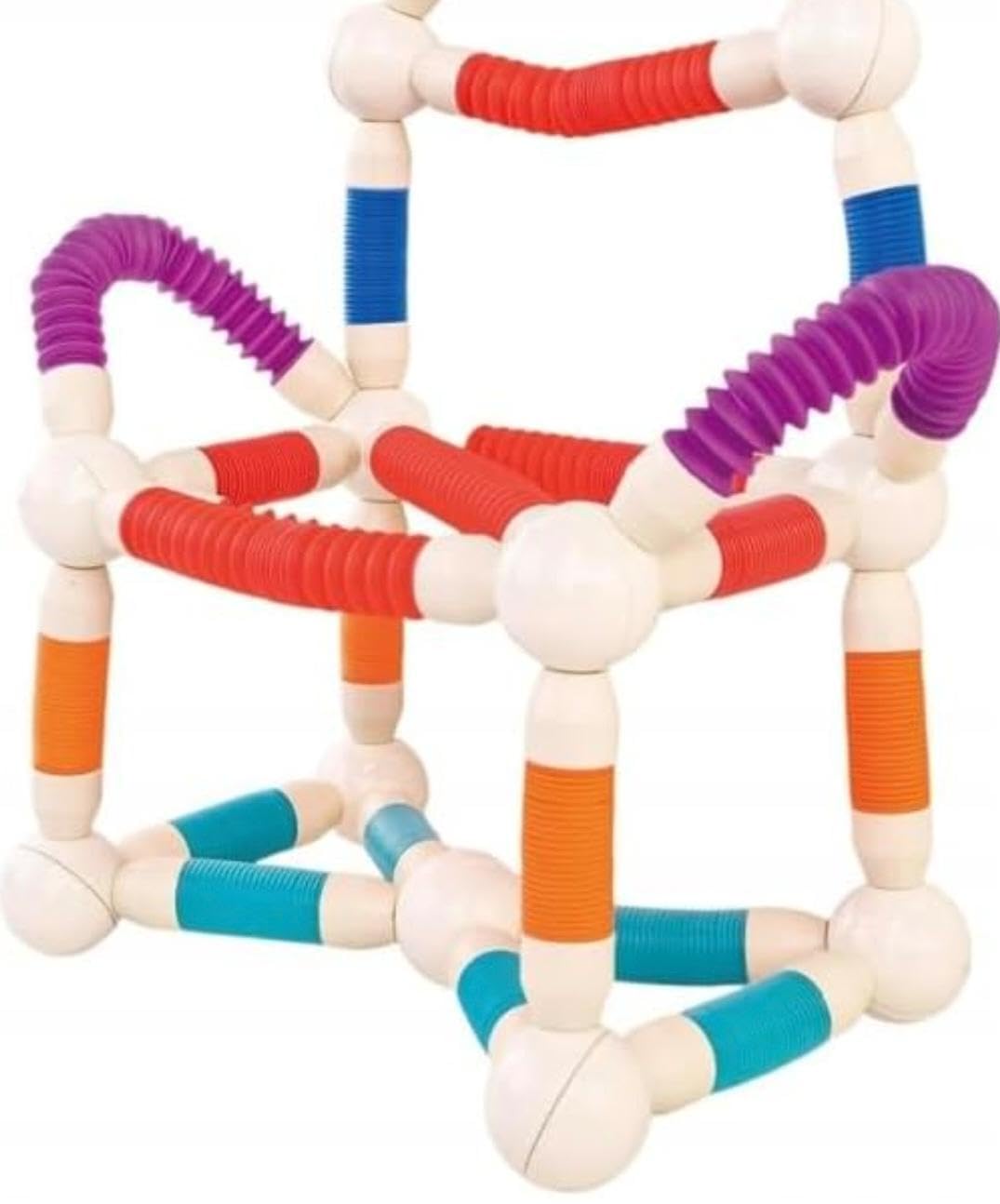 The Brain Gym Factory Magnetic Building Blocks For Kids | 36 Pcs Flexible Magnetic Tubes & Connectors Construction Set | Stem Ed