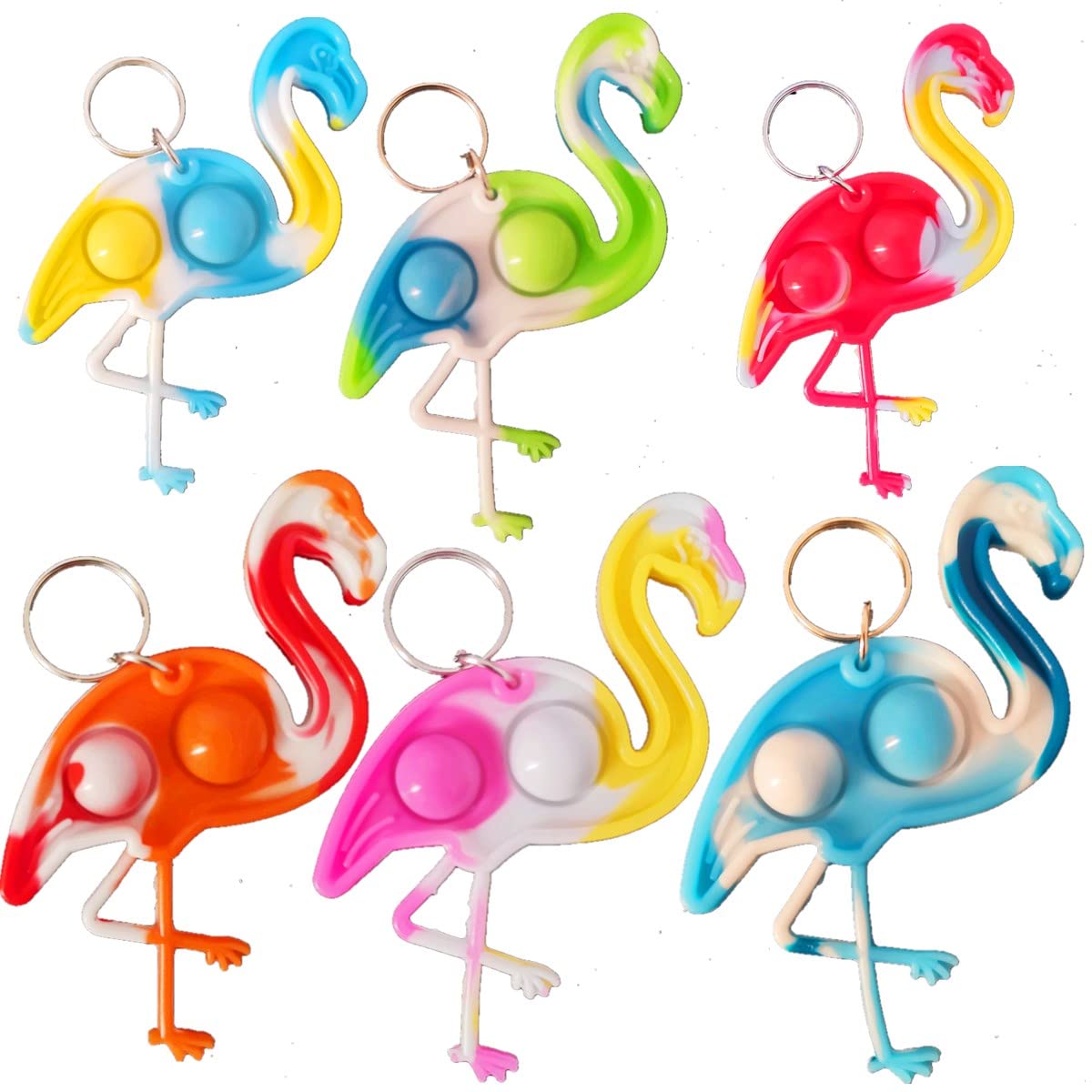 30 Packs Funny Summer Present Unique Mini Flamingo Assorted fidgets Bubble Toys for Kids Children Classroom Students Gifts from 