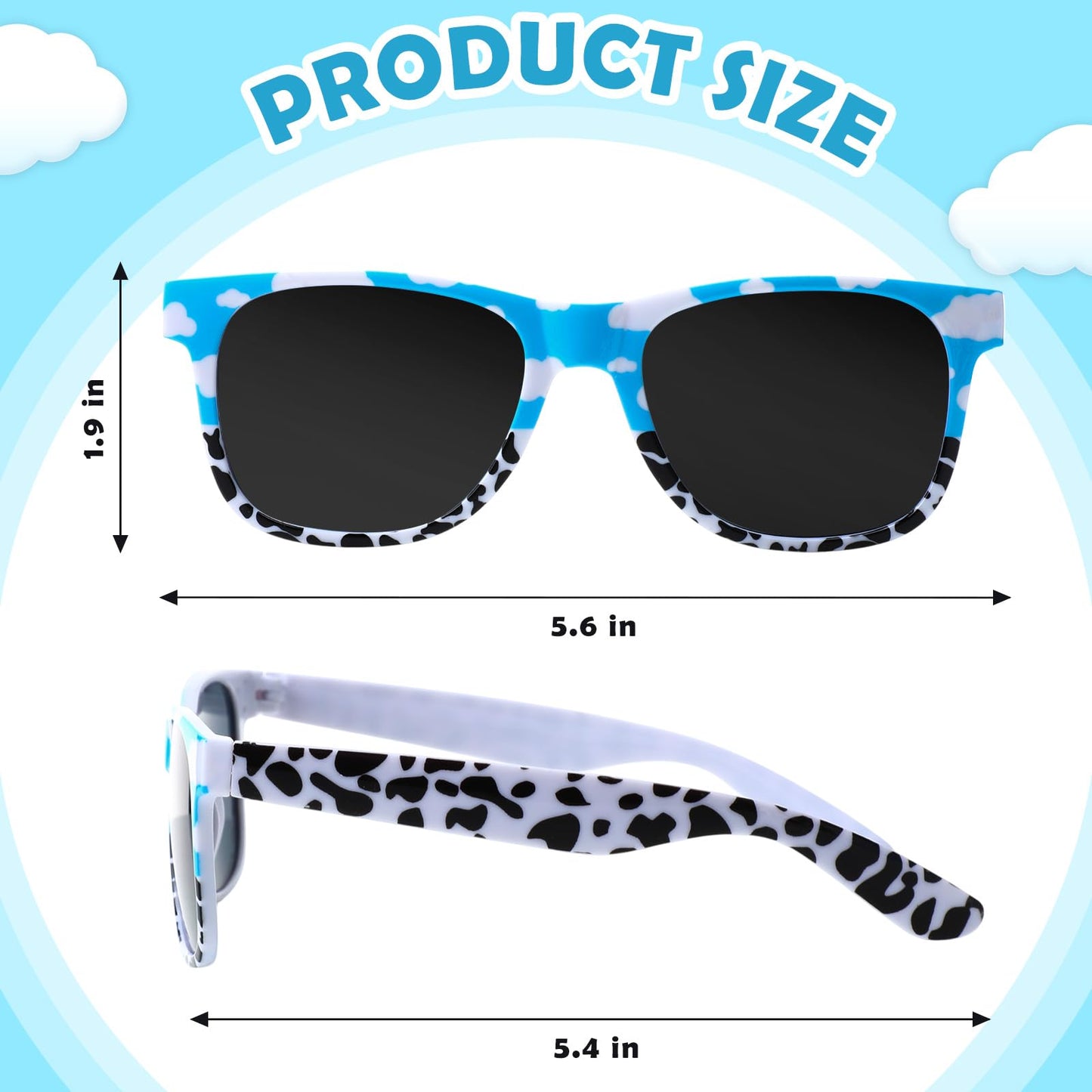 Relaxweex 12 Sets Cartoon Farm Party Favors Includes Cow Pattern Party Gift Boxes Blue Sky White Cloud Sunglasses DIY Christmas