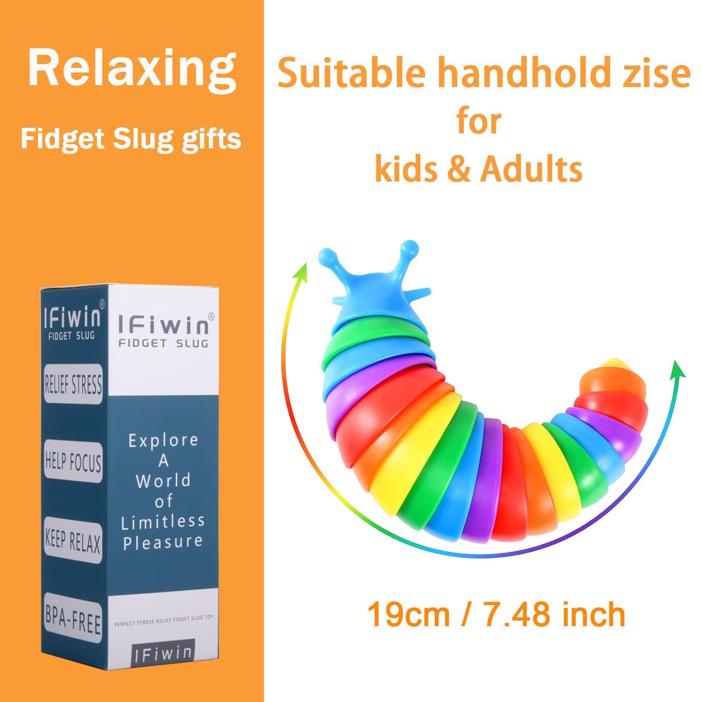 Ifiwin Fidget Slug, Sensory Slug Fidget Toys For Autistic Kids & Adults, Autism Sensory Toys, Stress Toys, Toddler Toys, Birthda
