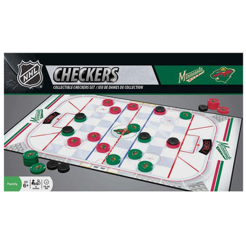 Masterpieces Family Game - Nhl Minnesota Wild Checkers - Officially Licensed Board Game For Kids & Adults, 13'' X 21''