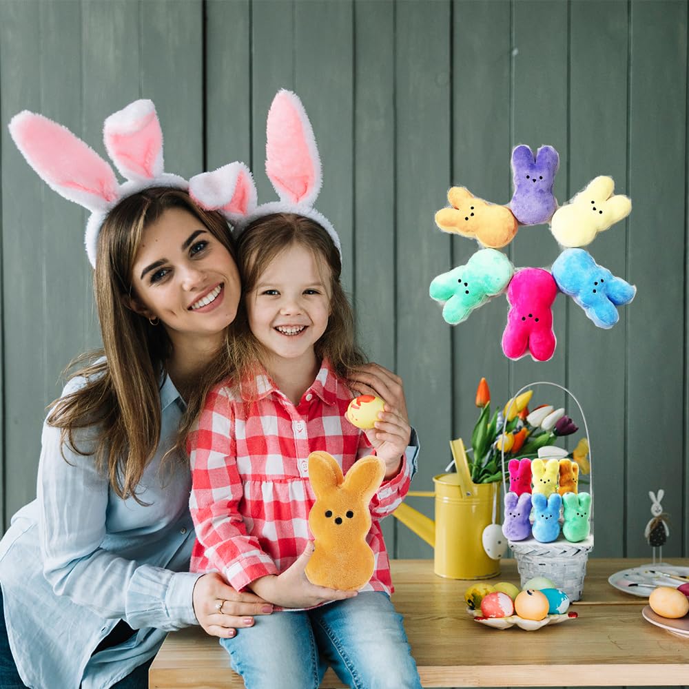 Vizethru 12 Pcs Easter Bunny Plush Toys Decorations Cute Animal Bunny Stuffed Doll Easter Basket Stuffers Gift For Kids (6 Inches)