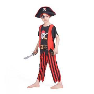 Rabtero Boys Pirate Costume, Halloween Pirate Role-Playing Outfit Boys, Kids Pirate Costume Boys, Deluxe Pirate Costume With Accessories For Boys 3T-4T