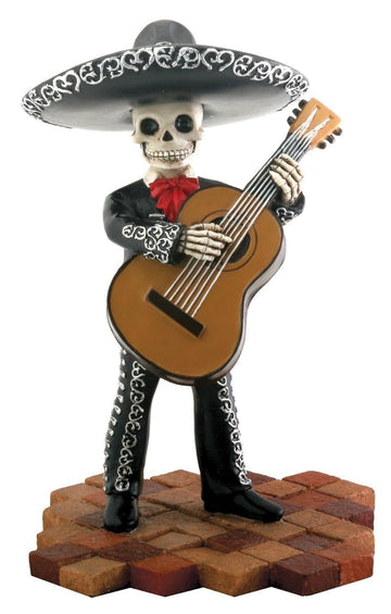 Skeleton Skull Black Mariachi Band Bassist Figurine Collectible