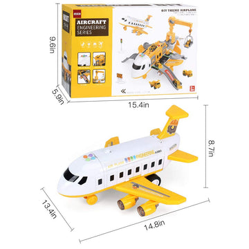 LOVE LIFE 25 Pack Airplane Toy Set with 6 Die-cast Trucks & 11 Road Signs - Fun Construction Vehicles for Kids 3-6 Years Old, Multicolor
