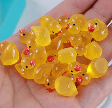 100Pcs Mini Resin Duck,15 Mm Dollhouse D  Cor Resin Ducks Glow In The Dark For Aquarium Decor Micro Fairy Garden Landscape Hide,