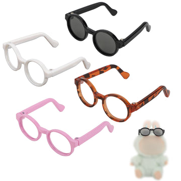 4pcs Doll Glasses  4 Colors Plastic Doll Dress up Eyeglasses Toy Glasses Costume Accessories Compatible with 5.12 Inch Figures (White  Black  Tortoiseshell  Purple)