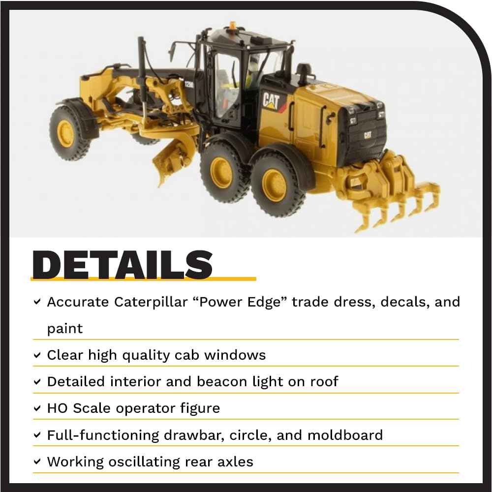 Diecast Masters Caterpillar 12M3 Motor Grader Diecast Vehicle - Yellow, Model DM85520