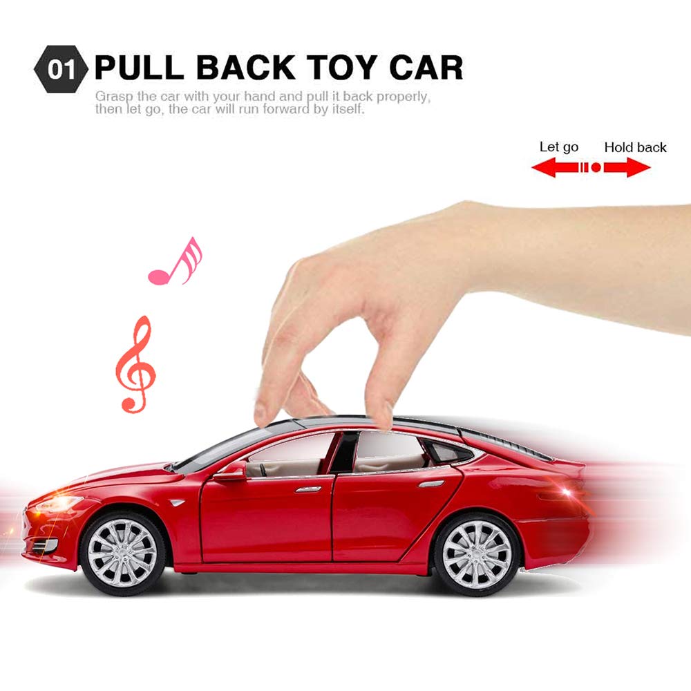 MiniToy Toy Car Model S Alloy Model Cars Pull Back Vehicles 1/32 Scale Car Toys for Toddlers Kids(Red)