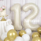 Suwen 40 Inch Cream White Large 12 Number Balloons Big Foil Helium Number Balloons 0-9 Jumbo Happy 12Th Mylar Birthday Party Dec