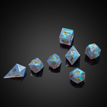 Cusdie Frosted Dice Sharp Edges Dnd Dice, 7 Pcs D&D Dice, Handcrafted Polyhedral Dice Set, For Role Playing Game Pathfinder(Grey