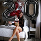40 Inch Number 7 Balloon, Jumbo Black Seven Birthday Decorations, 7 17 27 70 Year Old Balloon, Mylar Foil Balloon Number For Eng