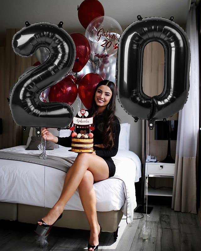40 Inch Number 7 Balloon, Jumbo Black Seven Birthday Decorations, 7 17 27 70 Year Old Balloon, Mylar Foil Balloon Number For Eng