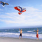 Honbo Huge Patriotic Eagle Kite - Easy to Fly, 73” Wingspan, Durable Polyester, 200ft Line, Perfect for Beach Trips & Outdoor Activities