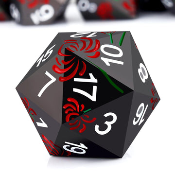 Pjoy Metal Dice Set D&D Flower Dice Set Dnd Polyhedral Dice For Rpg Role Playing Games Dungeons And Dragons Ttrpg Black Red Whit