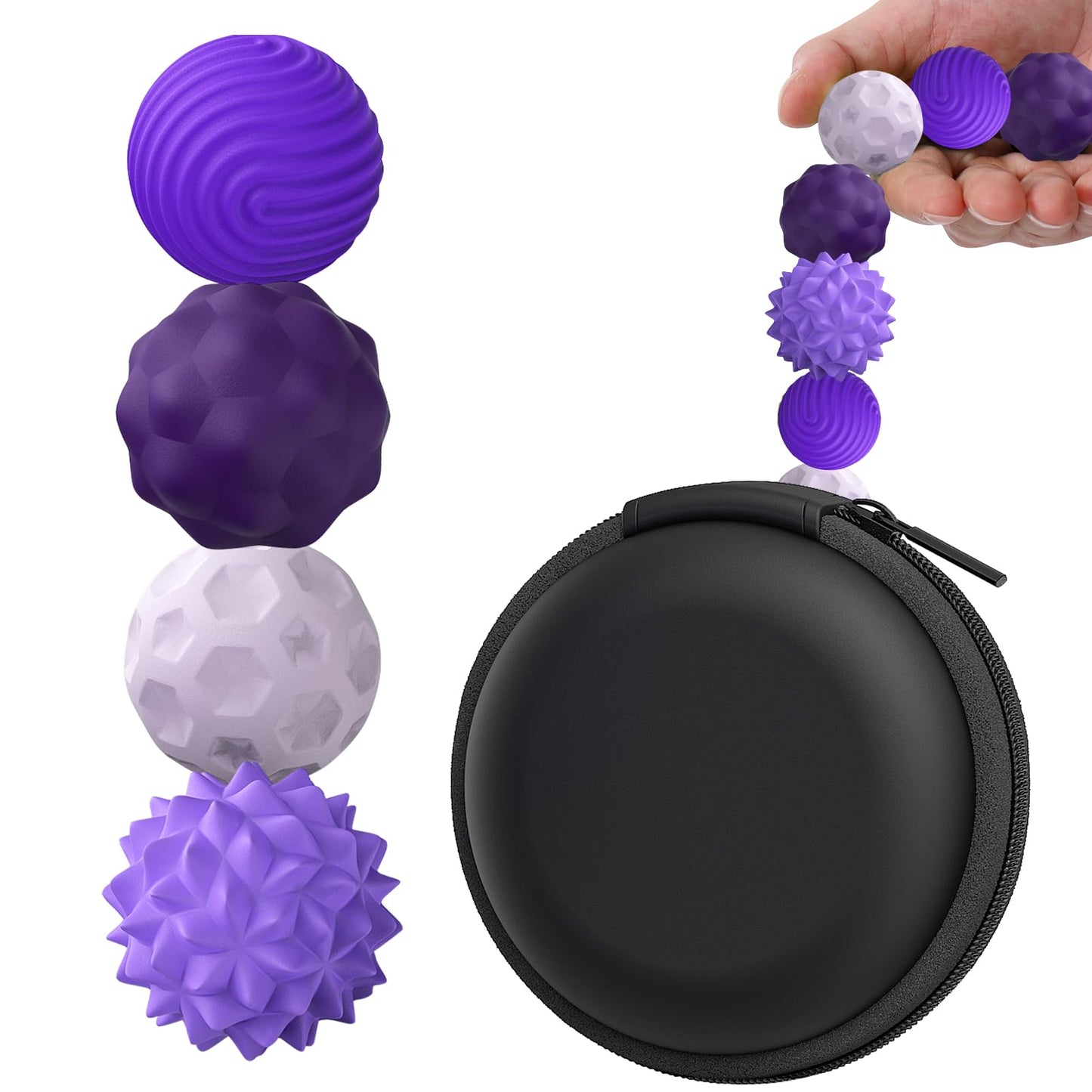 Busoha Silicone Magnetic Fidget Balls - 4 Pack Silicone Stress Relief Balls Stone For Adults Sensory Travel Toys For Calming,Str