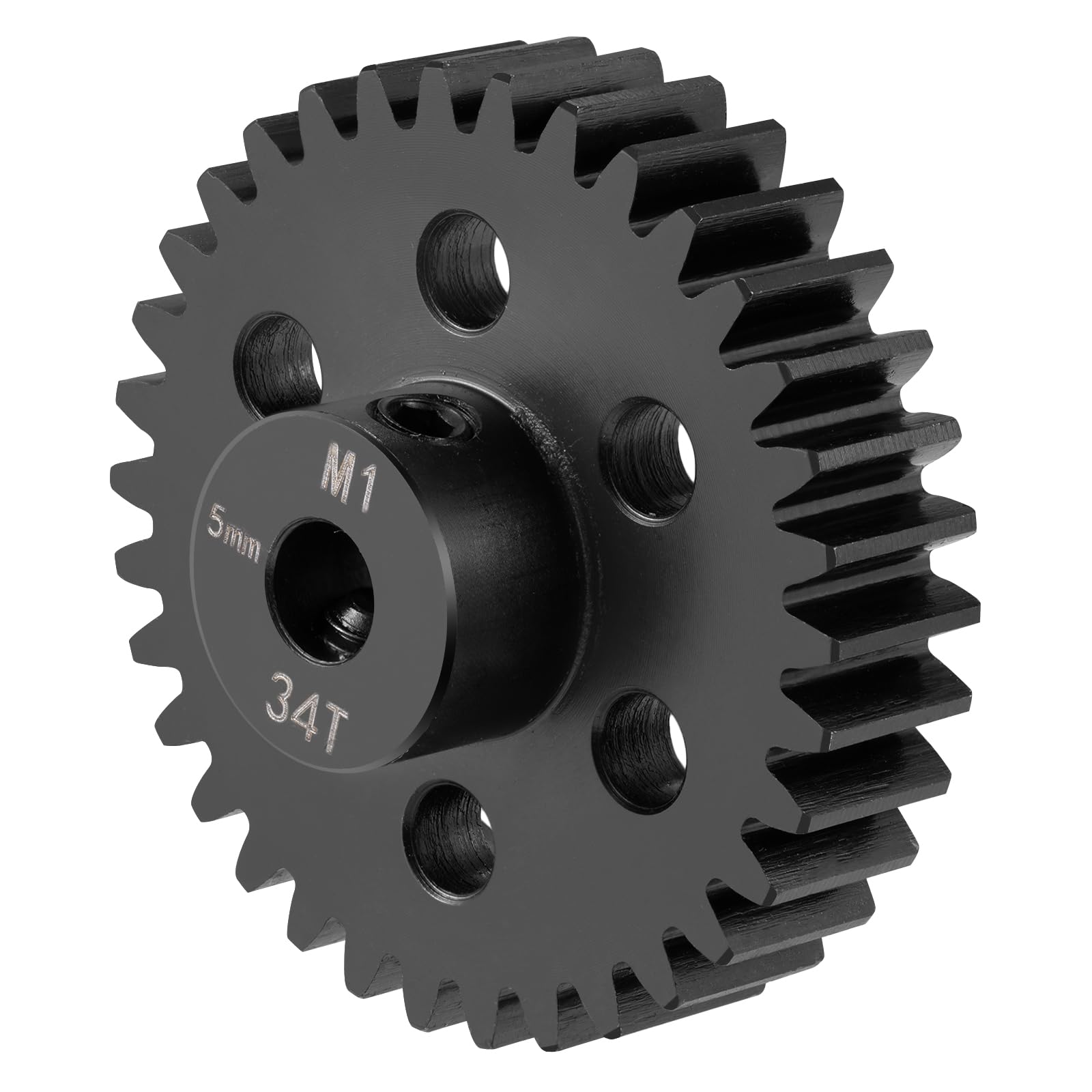 BRKRC Steel M1 Pinion Gear 34T-45T 5mm Shaft Motor Gears for 1/8 1/10 RC Brushless Brush Motor Electric Car/Truck Part (34T)