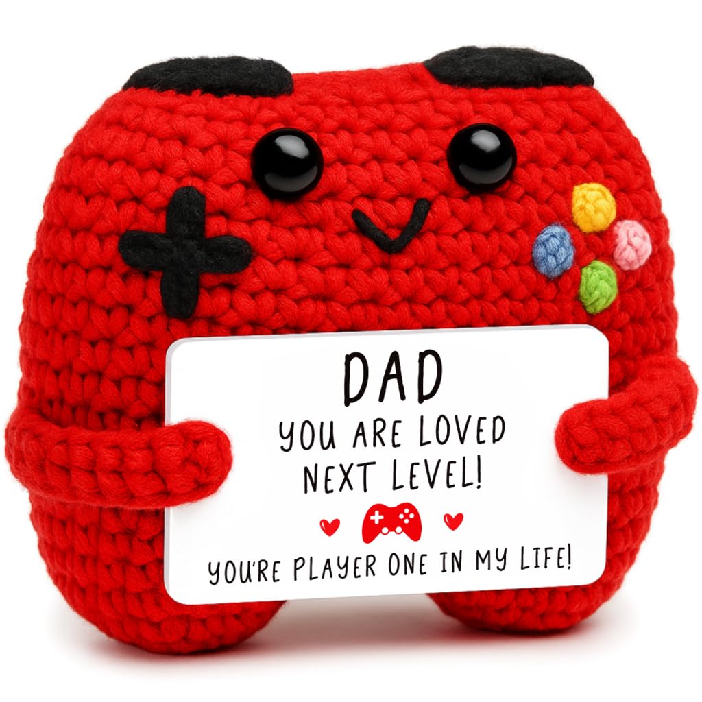 Busy Gaming Life Crochet Game Controller Dad Gifts for Christmas Fathers Day Birthday, Best Dad Ever Gifts for Father from Son D
