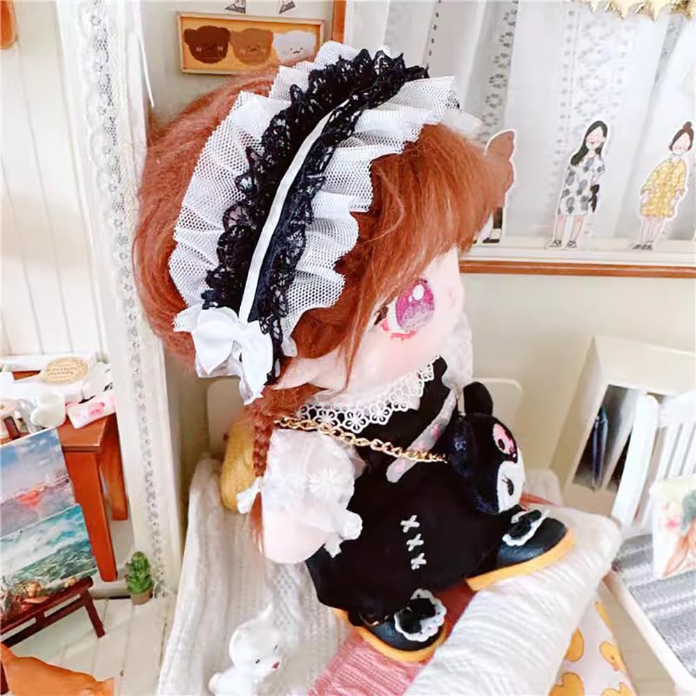 Niannyyhouse 20Cm Plush Doll Clothes Loose Headwear White Shirt Black Skirt Backpack 8In Soft Stuffed Plush Toy Accessories Dres