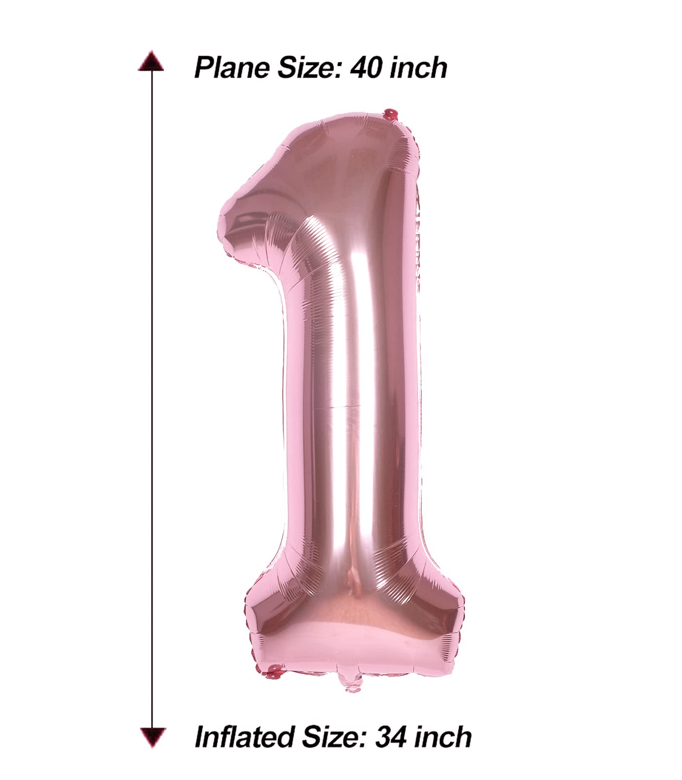Aule 40 Inch Big Rose Gold 1 Balloon Number Large Foil Helium Number Balloons 0-9 Jumbo Giant Happy 1St Birthday Party Decoratio